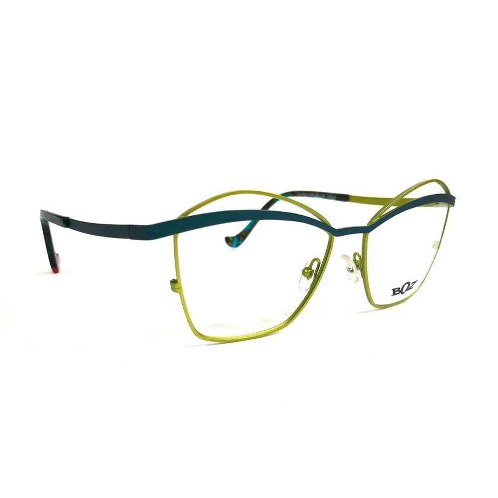 BOZ by J.F. Rey Eyeglasses Frames MADO 4020 Blue Green Wire Cat Eye 53-15-140